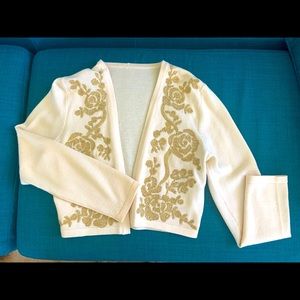 Carolina Herrera crop cardigan with gold appliqué